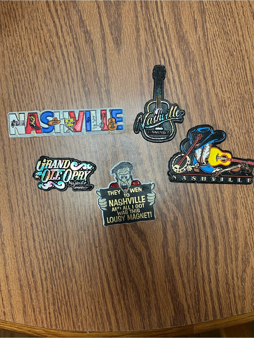 Set of 6 Nashville Souvenir Magnets - Colorful Guitar & Music Designs